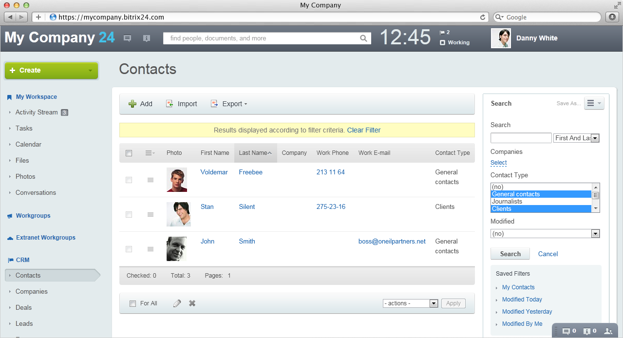 crm contacts journal manager